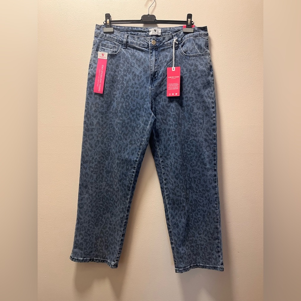 Forever Young Premium Y2K Soft Denim Hi Rise Wide Leg Jeans, Sz 16, W, Med Wash